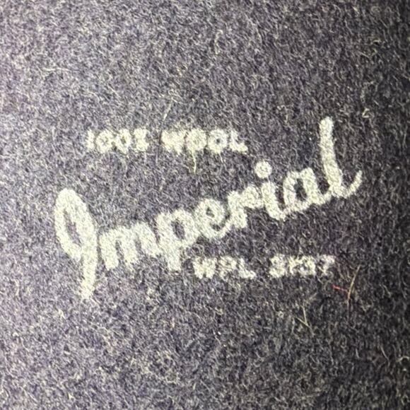 Vintage Wool Fedora Hat Navy Blue Feather Accent Classic Retro Style Imperial - Picture 4 of 7